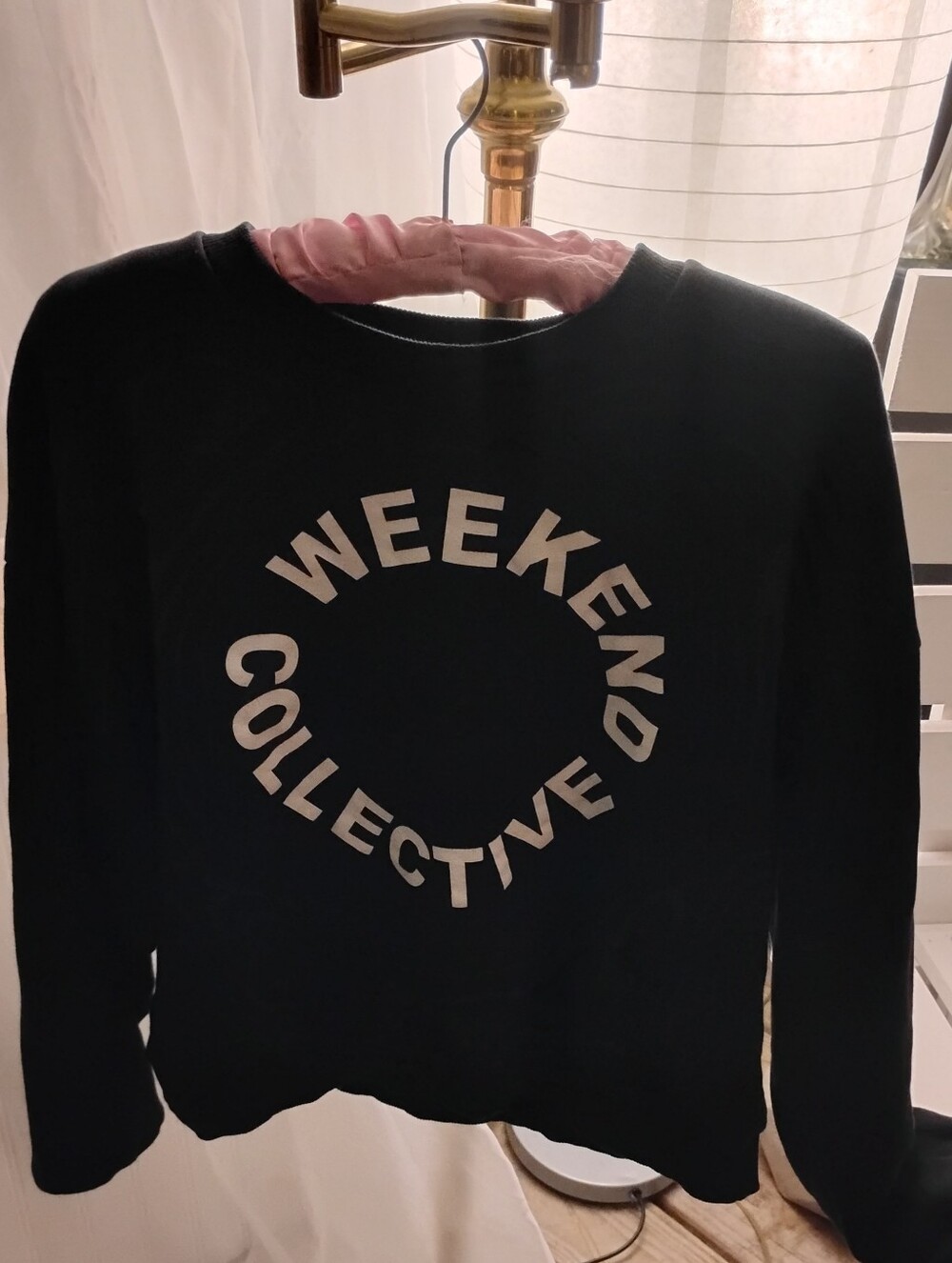 ASOS Weekend Collective Black Sweatshirt With White Letters. Size Small
